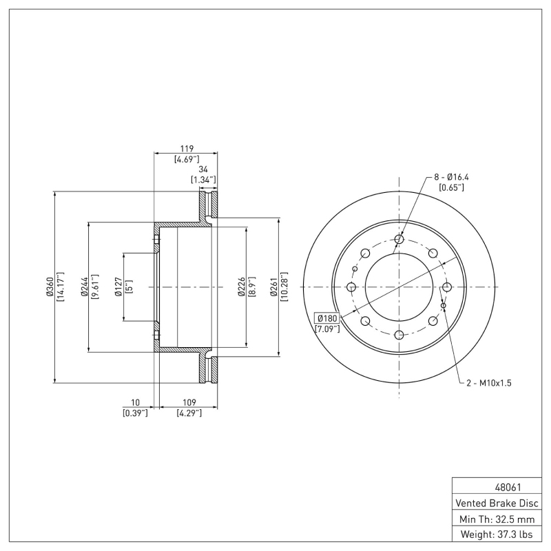 Chevrolet Silverado 2500 HD Brake Rotor (1) - Rear - R1 Concepts - Plain - `11-`25